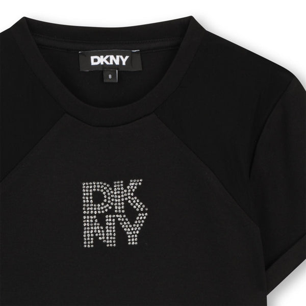 T-shirt con logo in paillettes D62694 /09B DKNY 