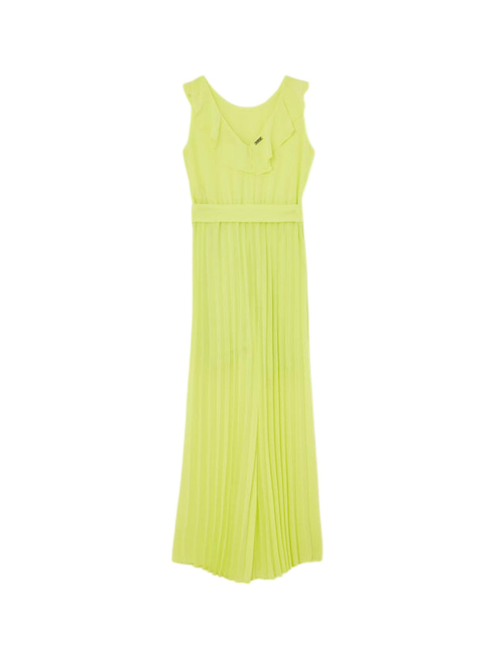 Abito tuta bambina plissettato color giallo lime