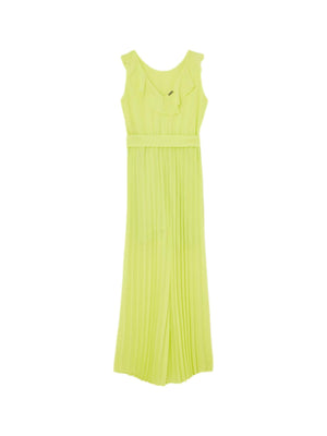Abito tuta bambina plissettato color giallo lime