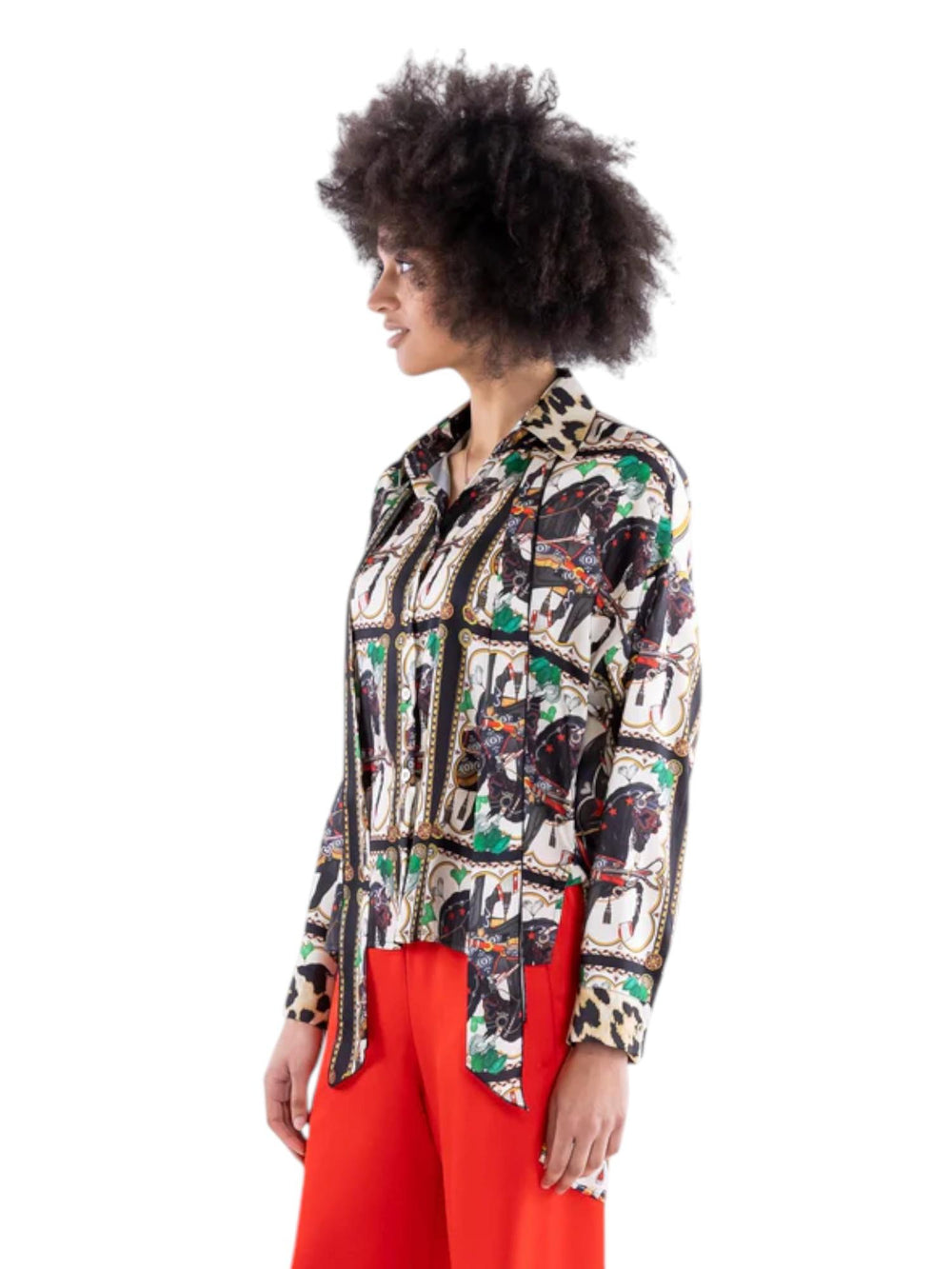 Camicia donna con stampa Sicily Horse