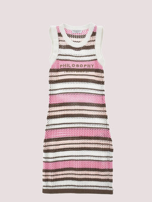 Vestito a righe con logo Philosophy I9G906 7030 /390 PHILOSOPHY KIDS 