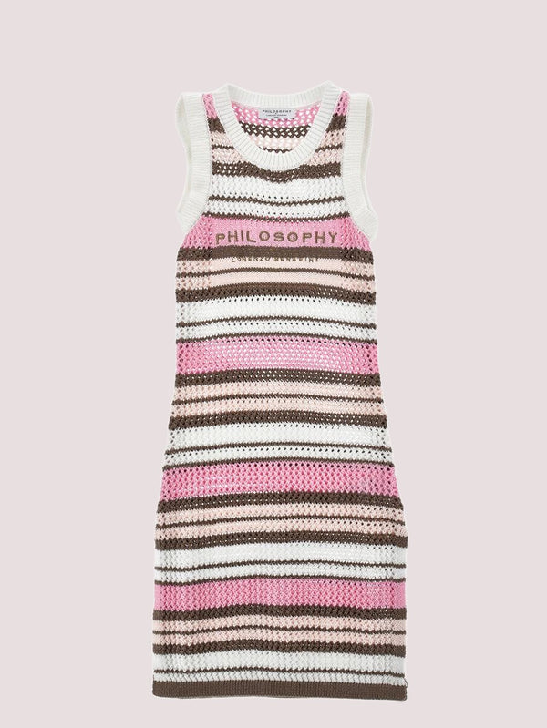 Vestito a righe con logo Philosophy I9G906 7030 /390 PHILOSOPHY KIDS 