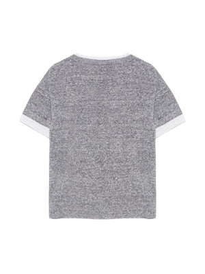 Maglia bambino blu medio melange con dettagli chiari