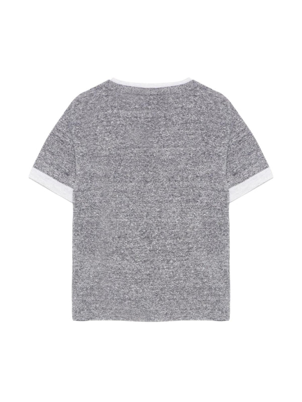 Maglia bambino blu medio melange con dettagli chiari