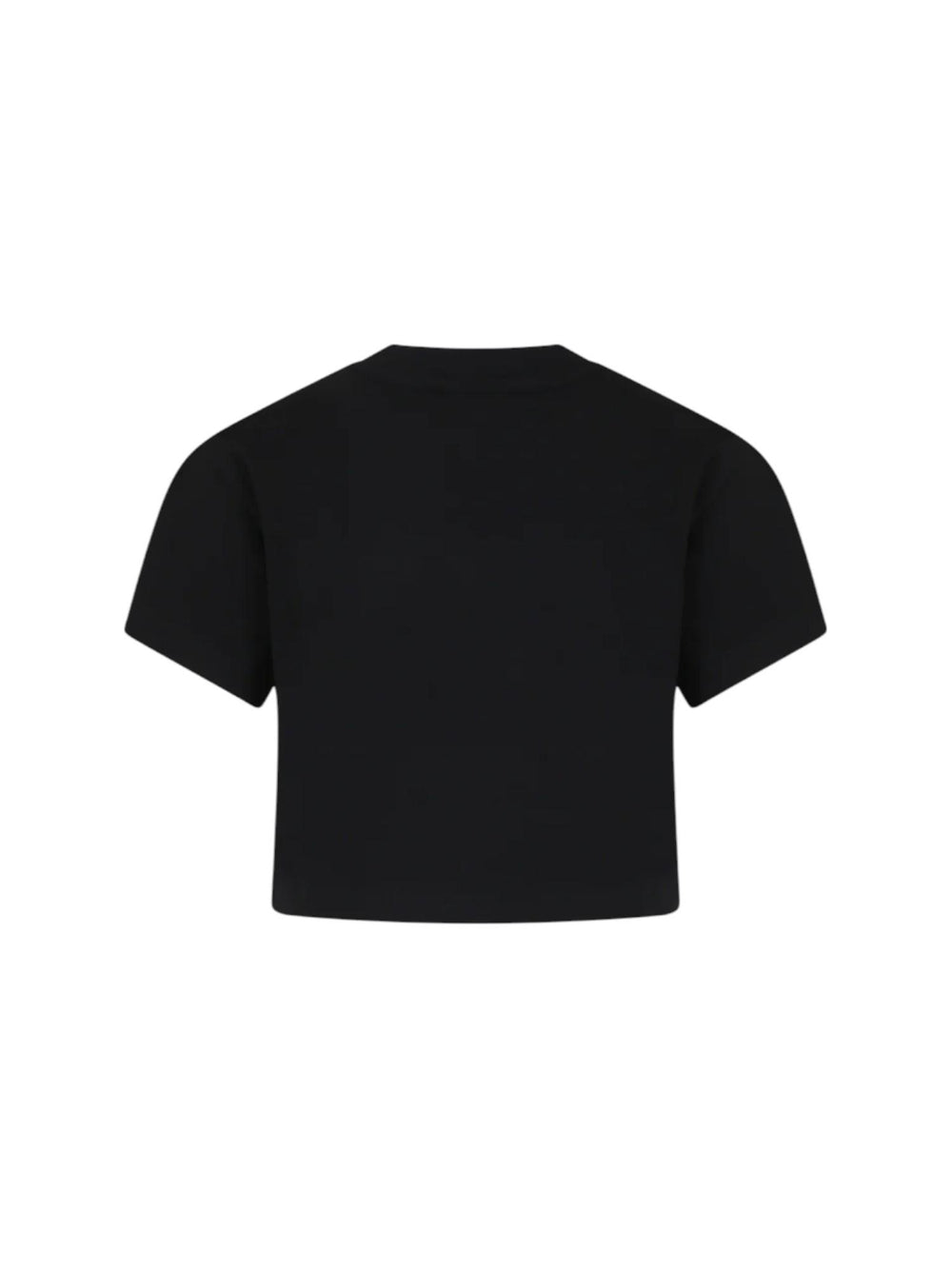 T-shirt bambina nera con stampa logo fiamme glitter