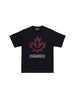 T-shirt bambino nera con foglia dacero rossa