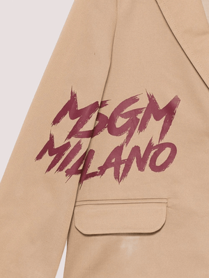 Blazer  beige con stampa logo F5MSJGJK101 /MS030 MSGM KIDS 