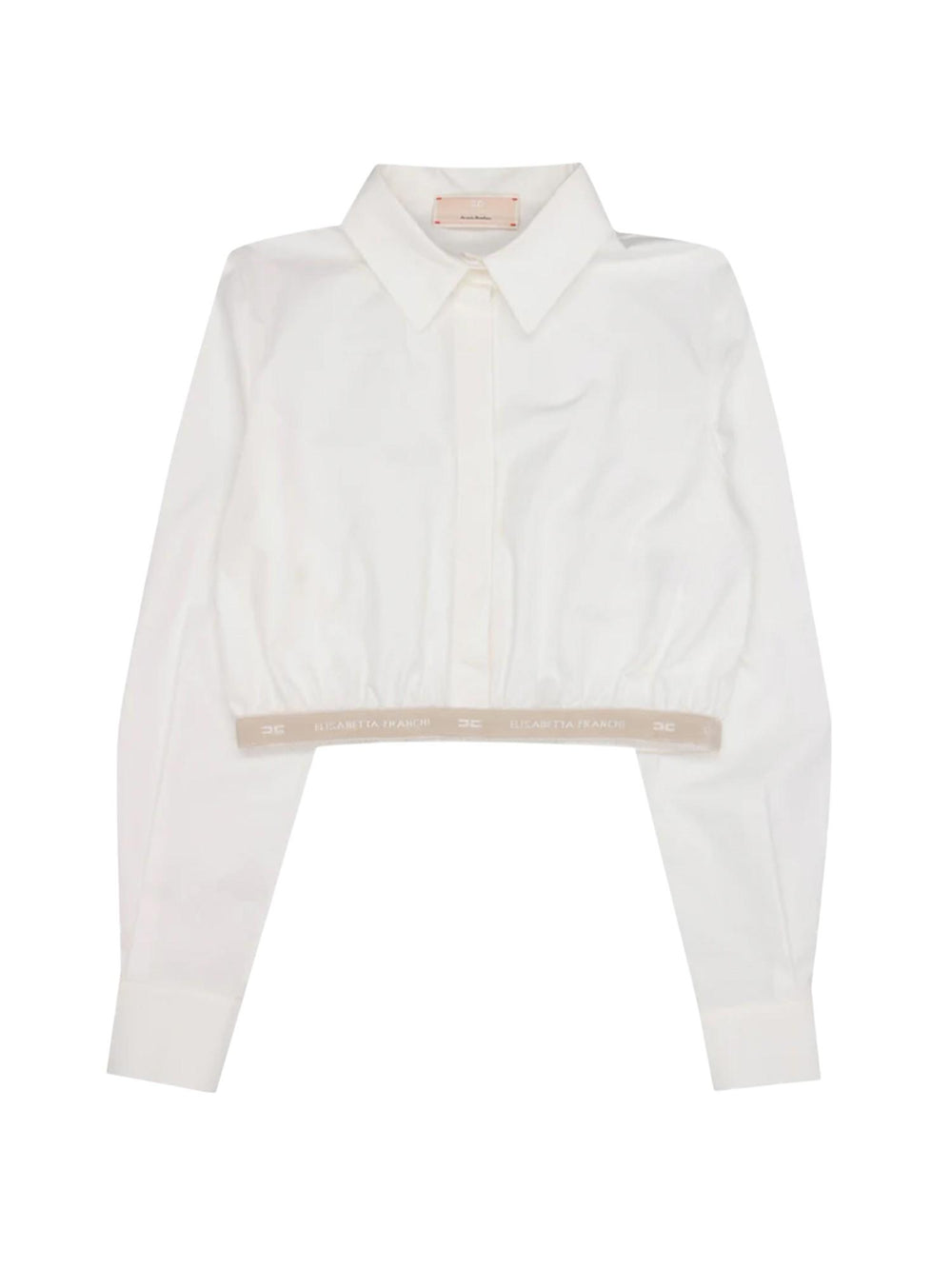 Camicia bambina bianca cropped con fascia logata