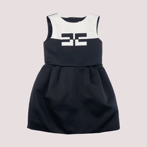 Abito in duchesse con ricamo logo bicolore EFAB659 RA016 /D285 ELISABETTA FRANCHI La Mia Bambina 