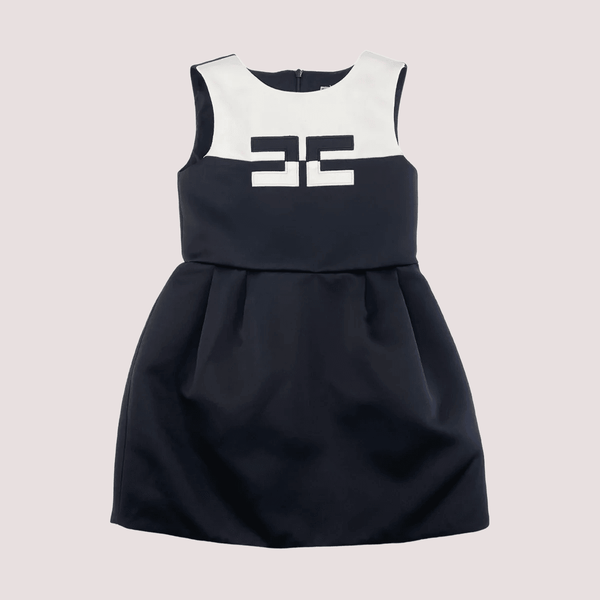 Abito in duchesse con ricamo logo bicolore EFAB659 RA016 /D285 ELISABETTA FRANCHI La Mia Bambina 