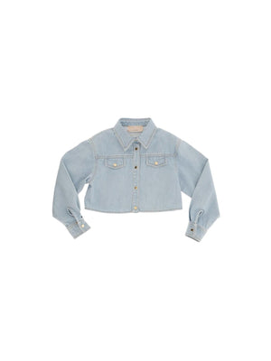 Camicia bambina in denim azzurro chiaro