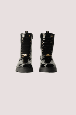 Stivaletti in vernice con lacci in velluto black F4A5 E0414 1848 /930 ELISABETTA FRANCHI La Mia Bambina 