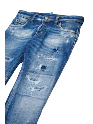Jeans bambino denim blu con effetto used