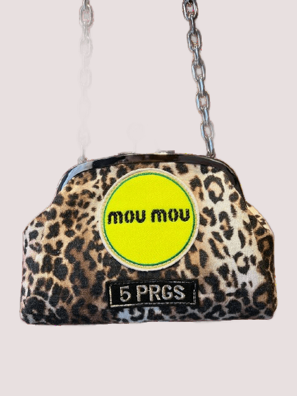 Borsa fantasia leopardata con patch e tracollina 5P-02-110 /FUR LEOPARD 5 PROGRESS 