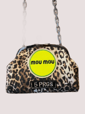 Borsa fantasia leopardata con patch e tracollina 5P-02-110 /FUR LEOPARD 5 PROGRESS 