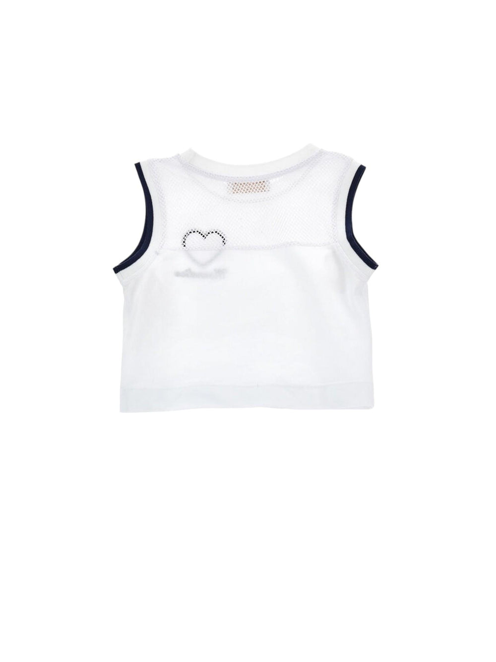Canotta bambina bianca in piquet con cuore glitter
