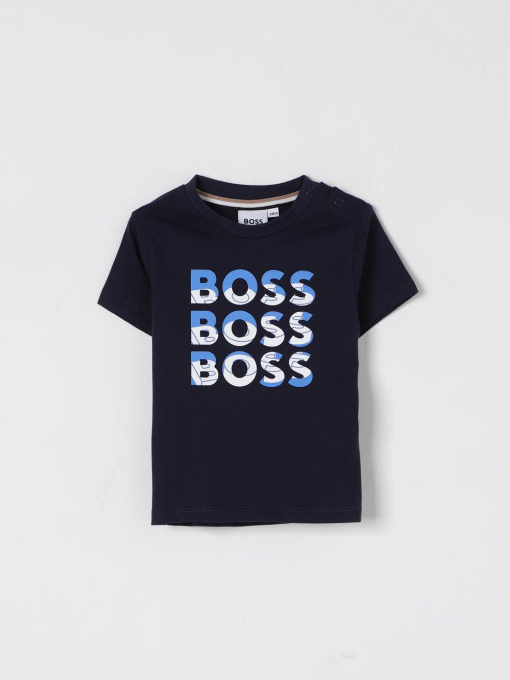 T-shirt bambino blu a maniche corte con stampa