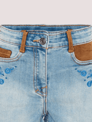 Shorts in denim con ricami floreali Z9G401 7015 /062S ERMANNO SCERVINO KIDS 