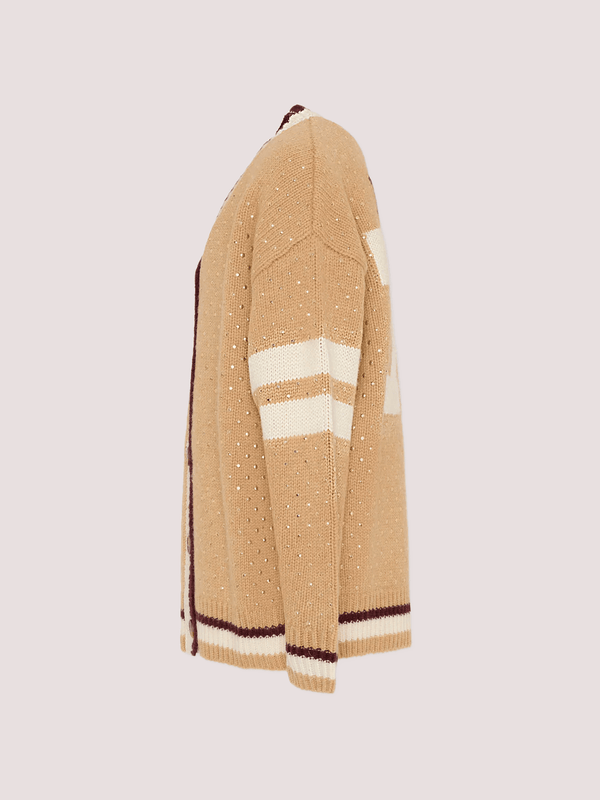 Cardigan beige per con borchie F5MSJGCA081 /MS049 MSGM KIDS 