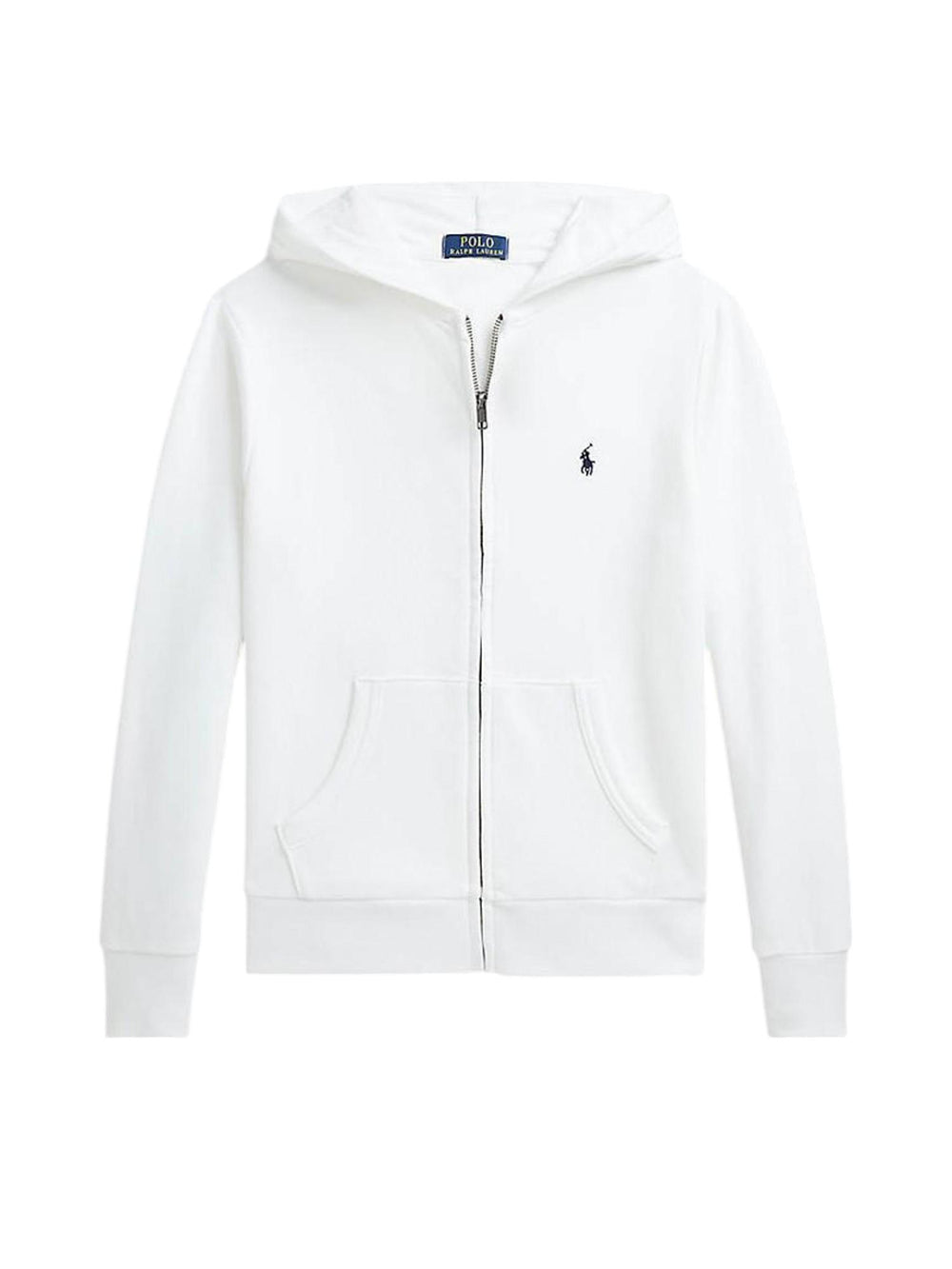 Felpa bambino bianca con cappuccio e zip frontale