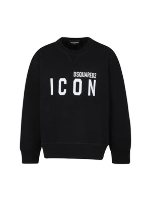Felpa bambino nera con stampa Icon