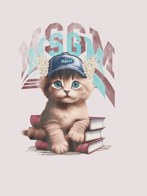 T-shirt avorio per bambina con gatto F5MSJGTH120 /13 MSGM KIDS 