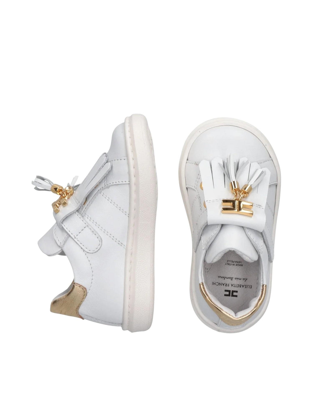 Sneakers bambina con nappine e dettagli oro