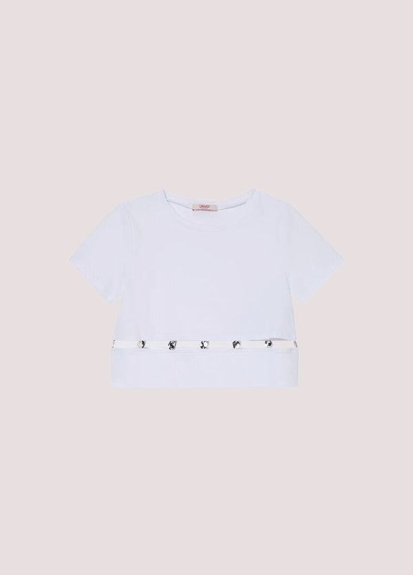 T-shirt con castoni gioiello GA6166 JS003 /10601 LIU JO 