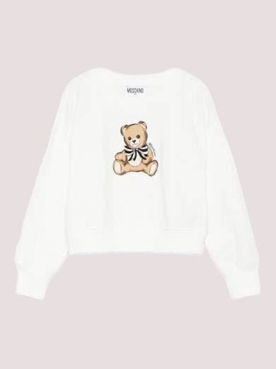 Felpa crop nera per bambina con Teddy Bear e paillettes HDF06G LDA16 /10063 MOSCHINO 