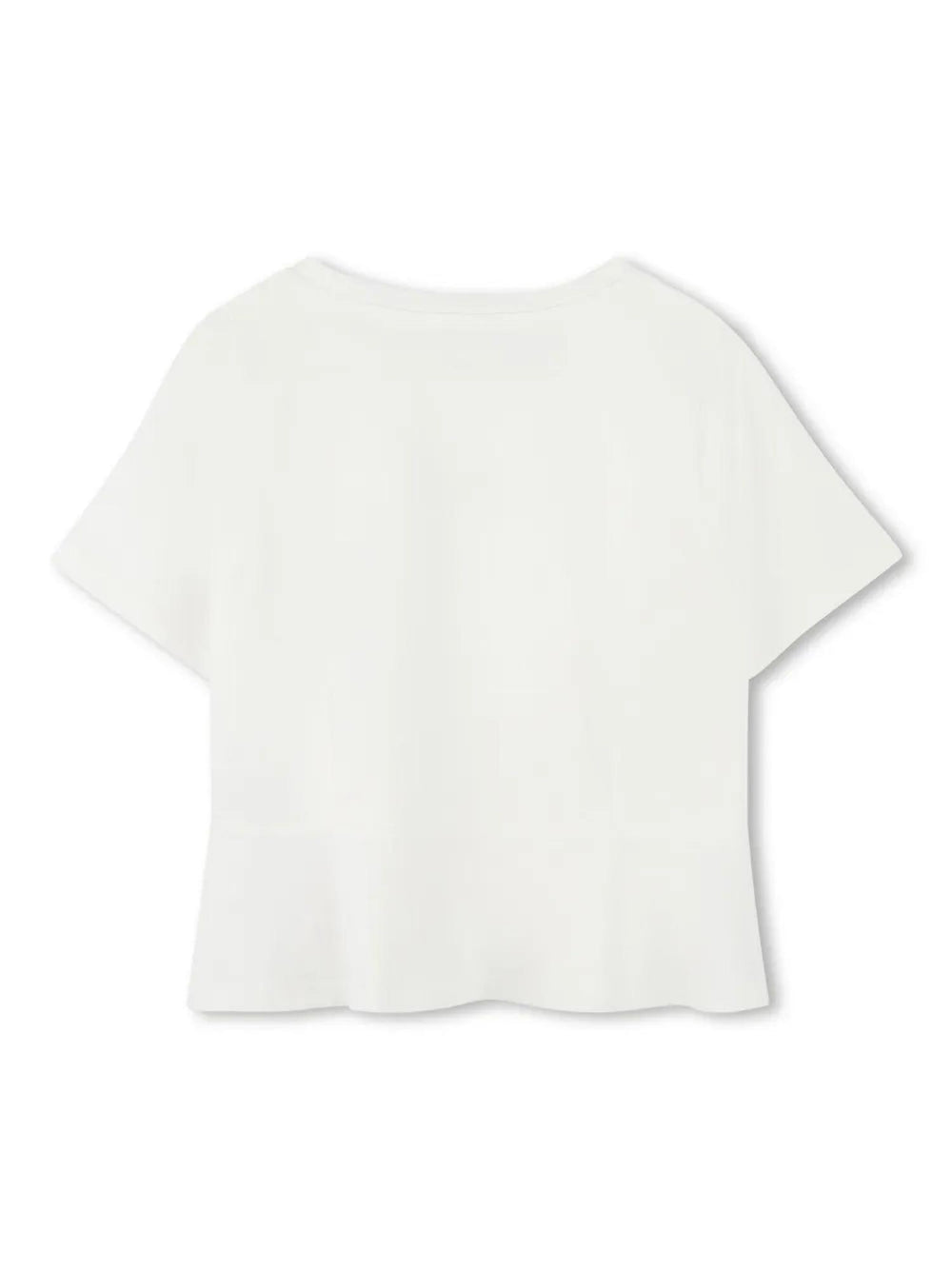 T-shirt bambina bianco  in cotone con logo borchiato
