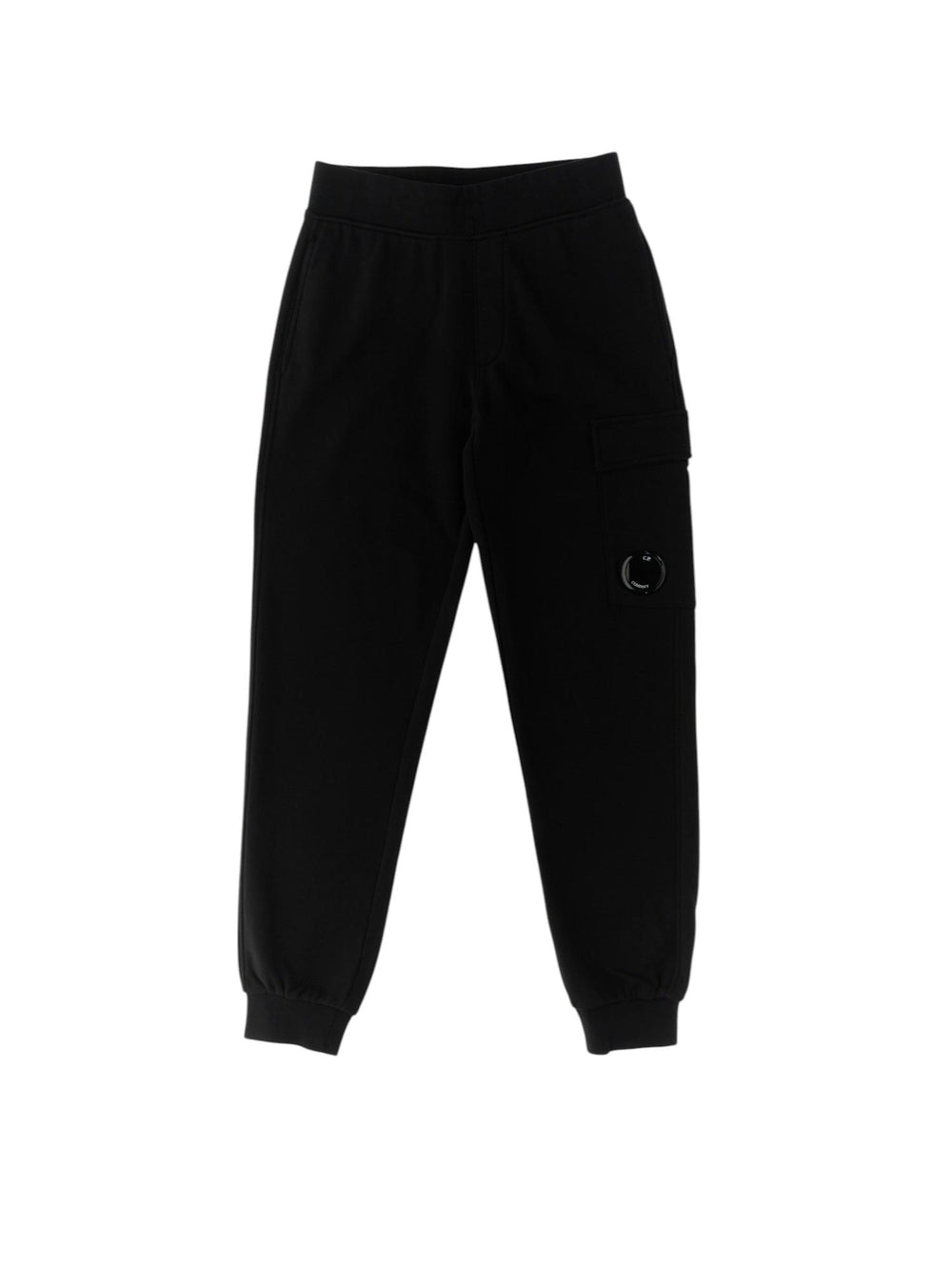 Pantalone bambino nero in cotone con tasche cargo e lente