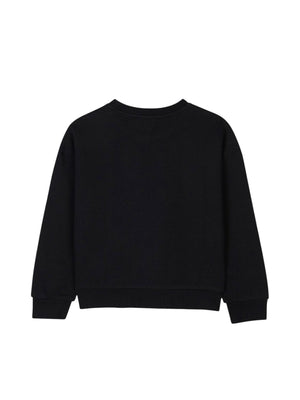 Felpa bambina nera in cotone con logo