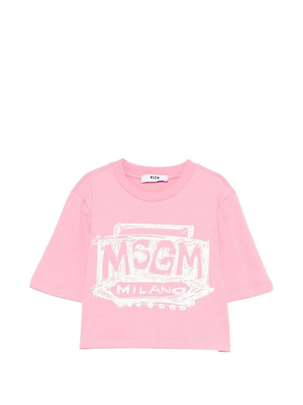 T-shirt cropped con logo stampato S6MSJGTH128 /MS070 MSGM KIDS 