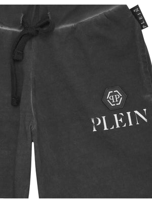 Shorts bambino neri con logo bianco e coulisse