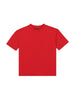 T-shirt bambino rossa in cotone rigenerativo con logo