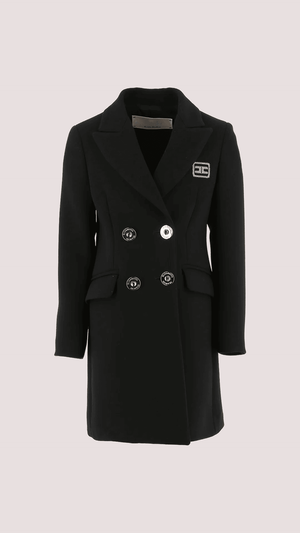Cappotto sfiancato con ricamo logo nero EFCT006 0 TV094 /N000 ELISABETTA FRANCHI La Mia Bambina 