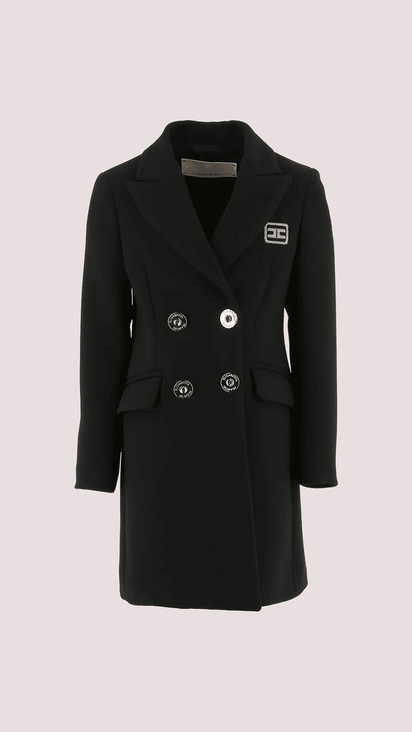 Cappotto sfiancato con ricamo logo nero EFCT006 0 TV094 /N000 ELISABETTA FRANCHI La Mia Bambina 