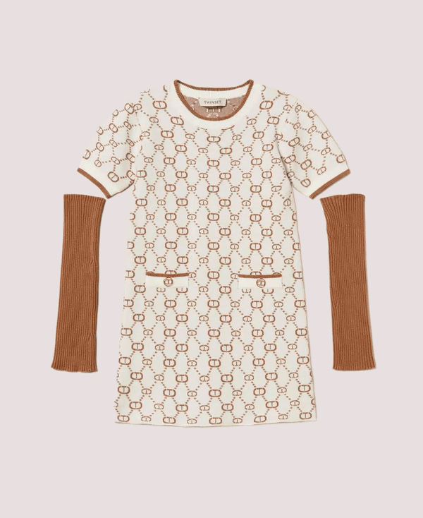 Abito corto in maglia jacquard con manicotti 252GJ3020 /12794 TWINSET 