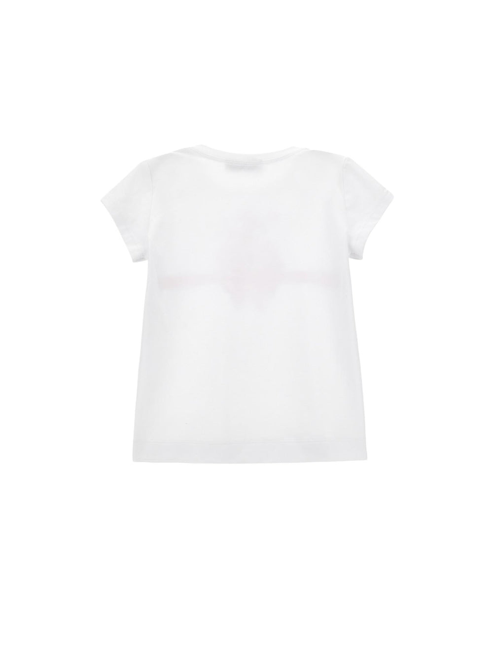 T-shirt bambina bianca in cotone con stampa floreale e fiocco