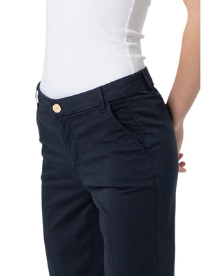 Pantaloni chino donna blu navy slim fit con risvolto