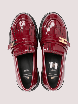 Mocassini in vernice con logo e dettagli smerlati bordeaux F4A4 E0400 1848 /R006 ELISABETTA FRANCHI La Mia Bambina 