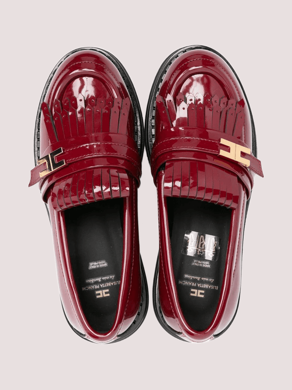 Mocassini in vernice con logo e dettagli smerlati bordeaux F4A4 E0400 1848 /R006 ELISABETTA FRANCHI La Mia Bambina 