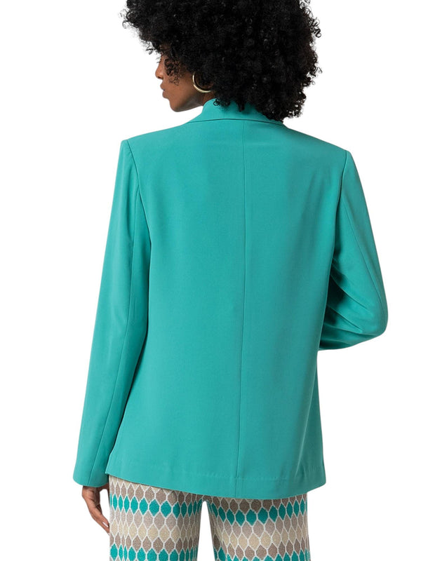 Giacca donna verde smeraldo monopetto in tessuto stretch