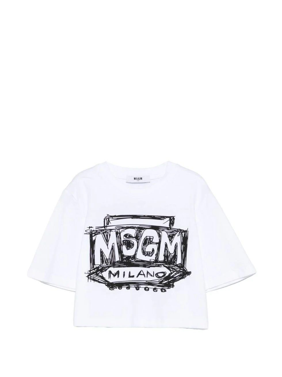 T-shirt cropped con logo stampato S6MSJGTH128 /001 MSGM KIDS 