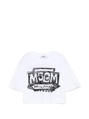 T-shirt cropped con logo stampato S6MSJGTH128 /001 MSGM KIDS 