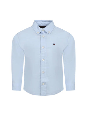 Camicia azzurra bambino in cotone stretch