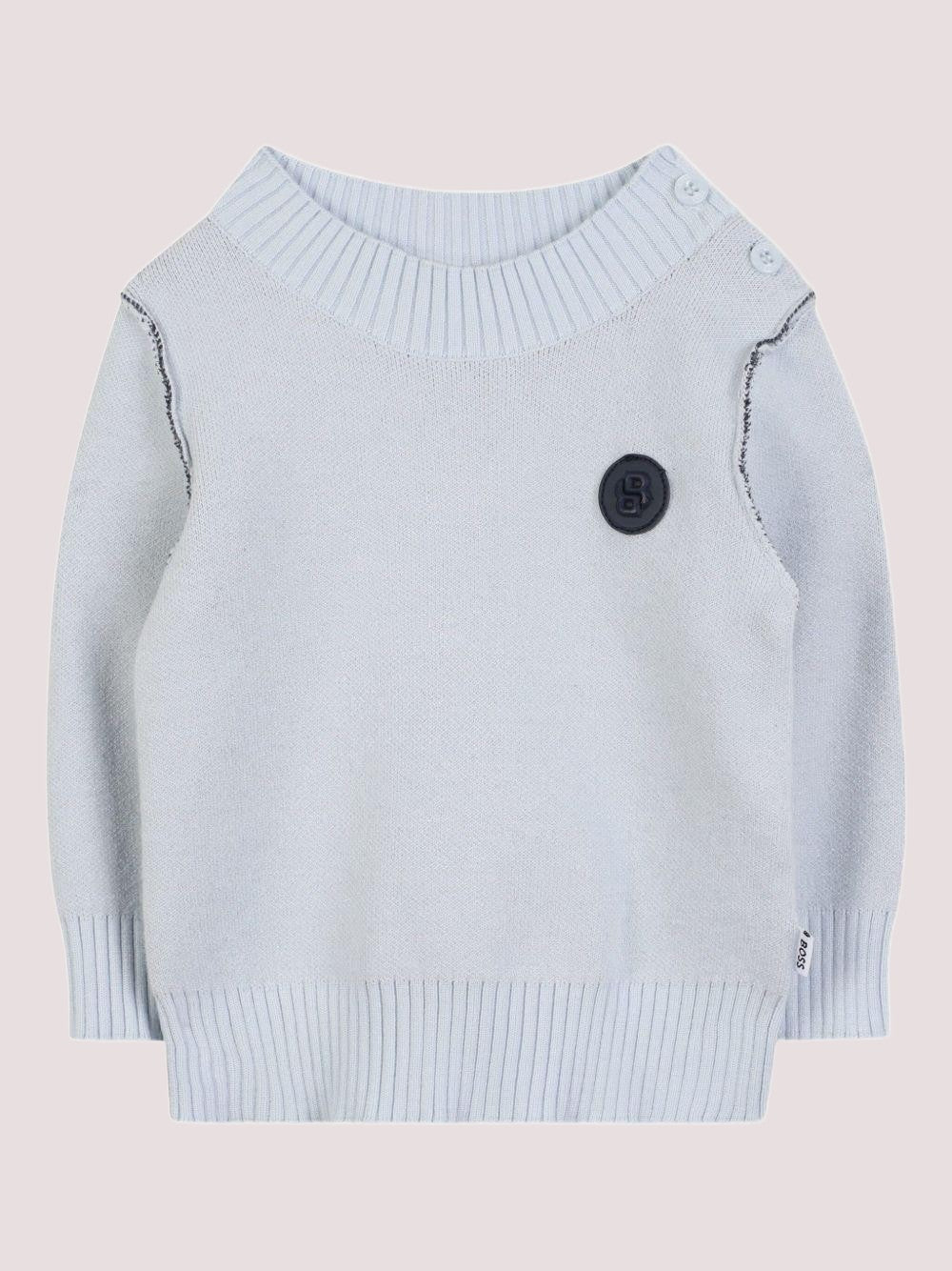 Maglione per neonato Boss Kids azzurro con applicazione con logo J52452 /791 BOSS 