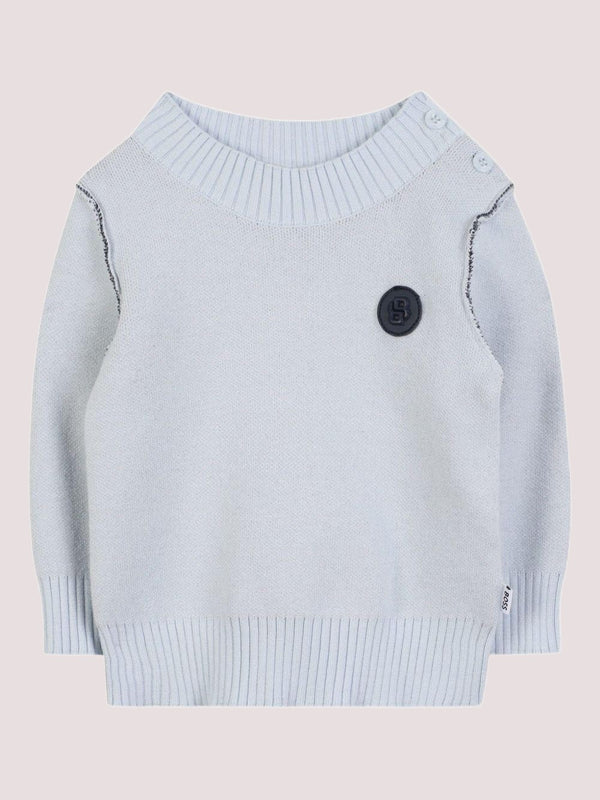 Maglione per neonato Boss Kids azzurro con applicazione con logo J52452 /791 BOSS 