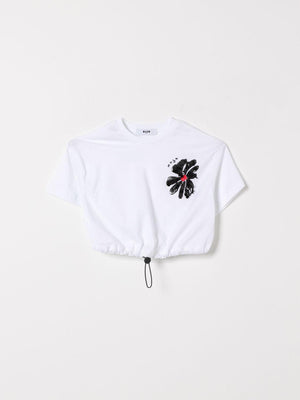T-shirt cropped con stampa S6MSJGTH106 /001 MSGM KIDS 