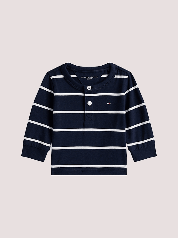 T-shirt Essential con collo henley a righe KN0KN02116 /C1G TOMMY HILFIGER 